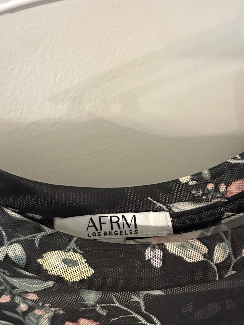 AFRM Black Long Sleeve Floral Midi Dress with Pink & Cream Blooms - Picture 2 of 6